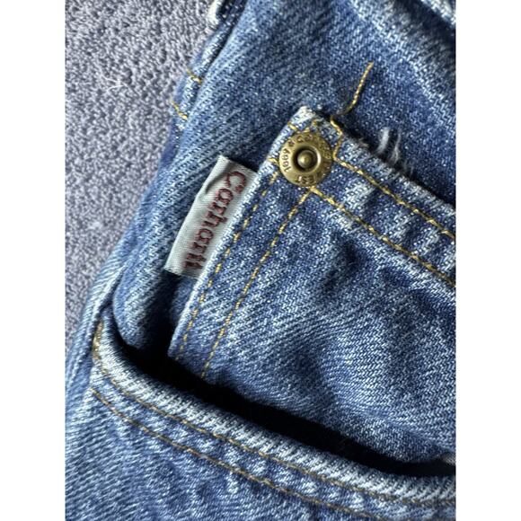 Vintage CARHARTT Made In USA B21 DST Relaxed Flannel Lined Jeans Men's 38x34 - Picture 3 of 9